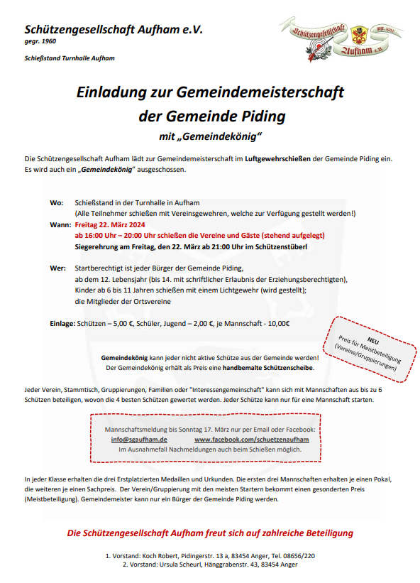 Pidinger Gemeindemeisterschaft im Luftgewehrschießen 2024 Pidinger Gemeindemeisterschaft im Luftgewehrschießen 2024