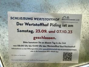 Wertstoffhof geschlossen